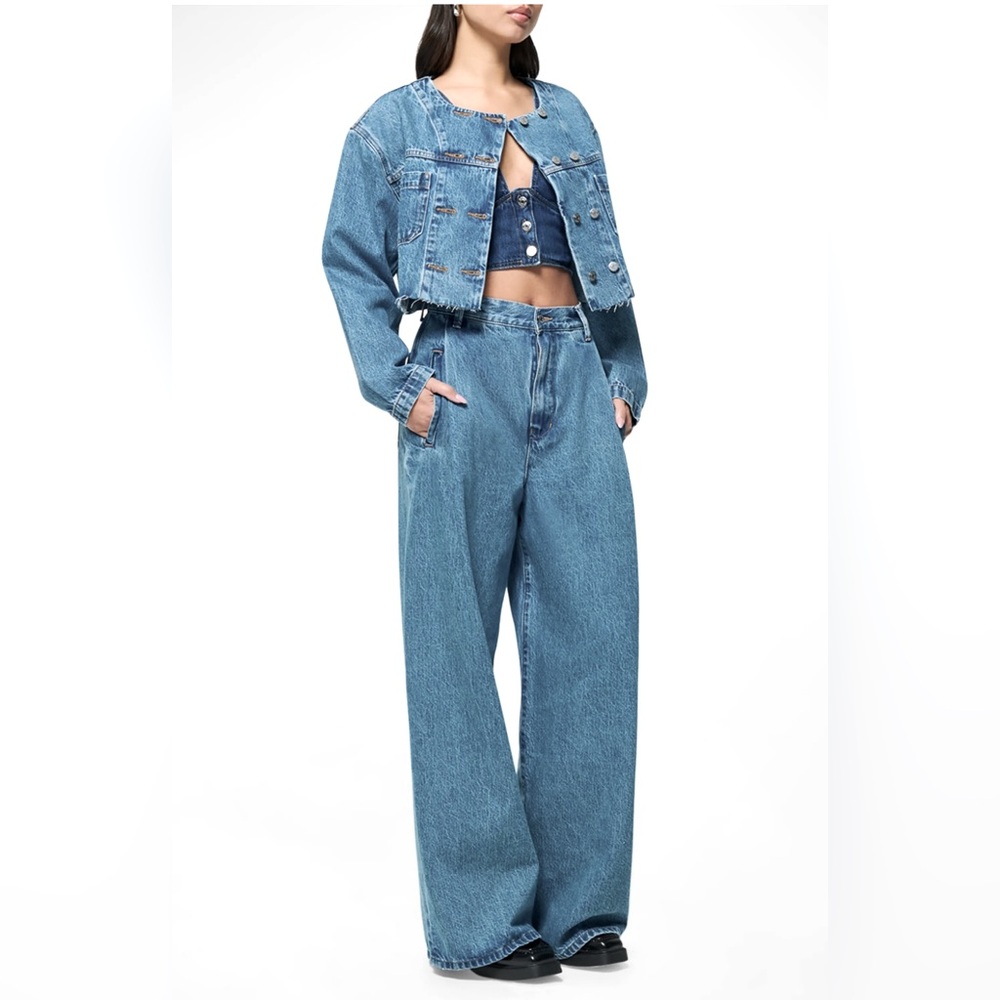 ETICA NWOT Raven Pleaded Wide Leg Jeans Everglades 298$ On website Never Worn